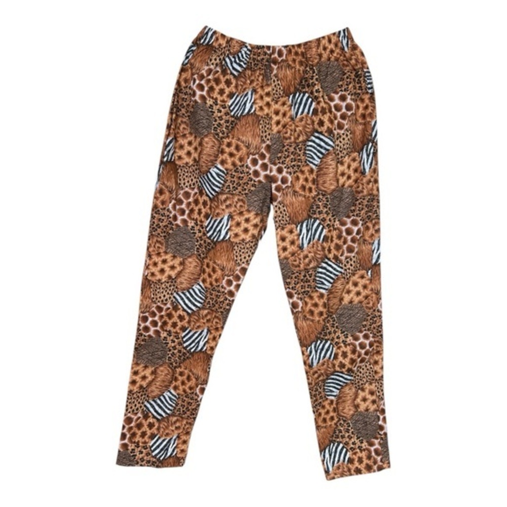 Natori Brown and Black Cropped Ankle Pants with Artistic Design Size L